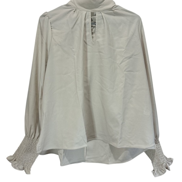 NWT French Connection Cream High Neck Keyhole Blouse L - Picture 3 of 6